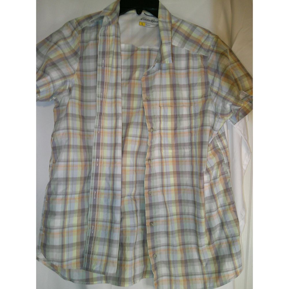 Eddie Bauer Travex Short Sleeve Plaid Button Down Shirt Casual Outdoor